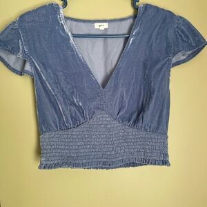 Aerie Blue Velvet Crop Top